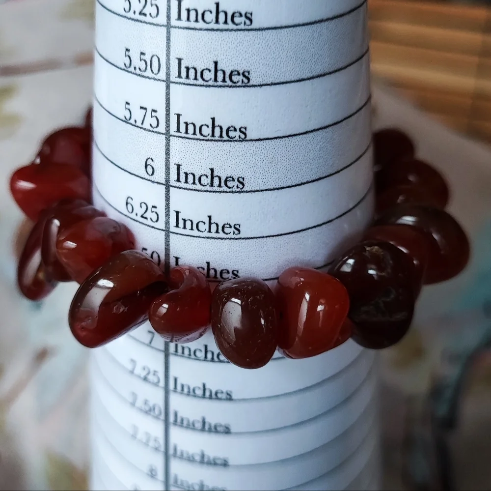 Carnelian Stretch Bracelet Tumbled Rocks Stones Hound Nature's Beauty Restrung